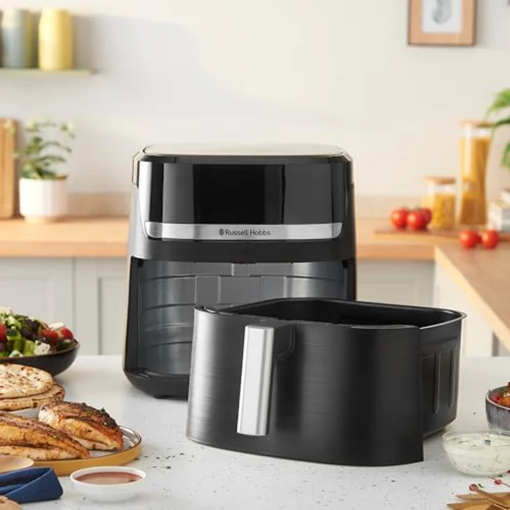 Russell Hobbs SatisFry Heißluftfritteuse XXL 8,3L Rapid AirFryer, 1800 Watt, 9 Programme, spülmaschinenfest, Touchscreen, max. 200°C, schwarzes Gehäuse mit Silbernen-Akzenten – Bild 2