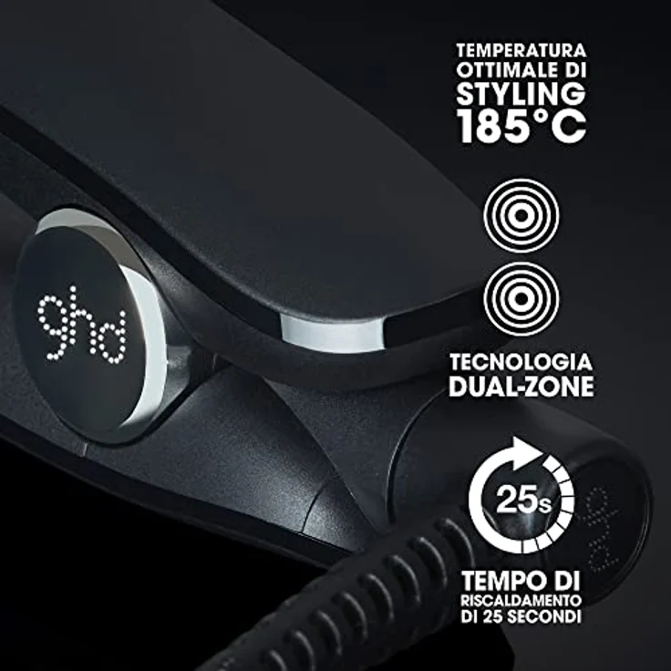 ghd gold - Professioneller Haarglätter zum Glätten, Locken und zum Erzeugen von Wellen, optimale Stylingtemperatur 185ºC, Zweizonen-Technologie, Schwarz – Bild 3