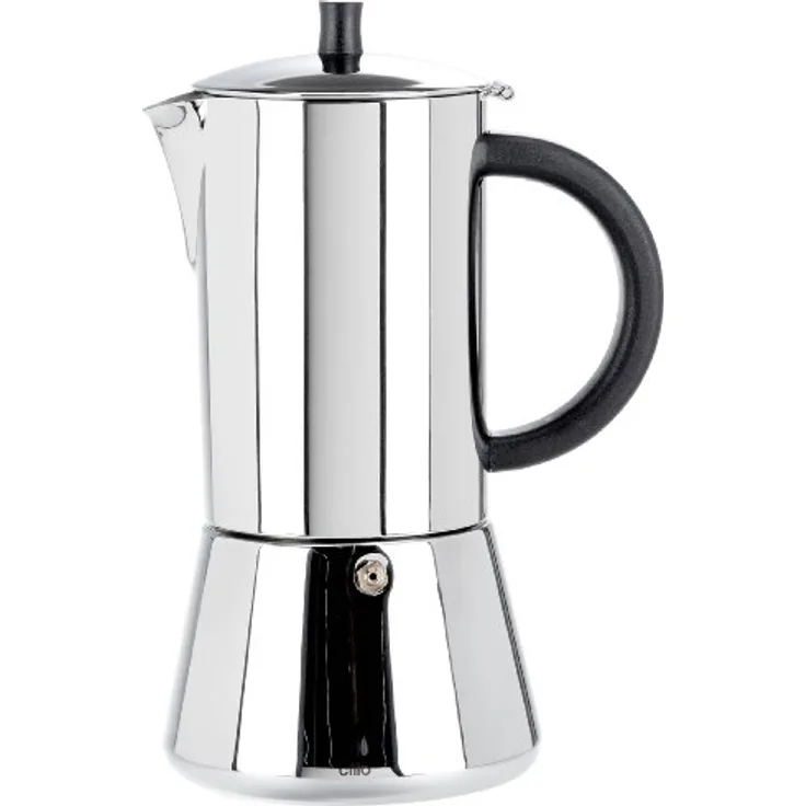 Cilio Espressokocher FIGARO , Edelstahl , Für alle Herdarten geeignet , Ø 11,5 cm , Spülmaschinengeeignet , Mokka Kanne , Espressokocher 10 Tassen , Camping Kaffeekocher