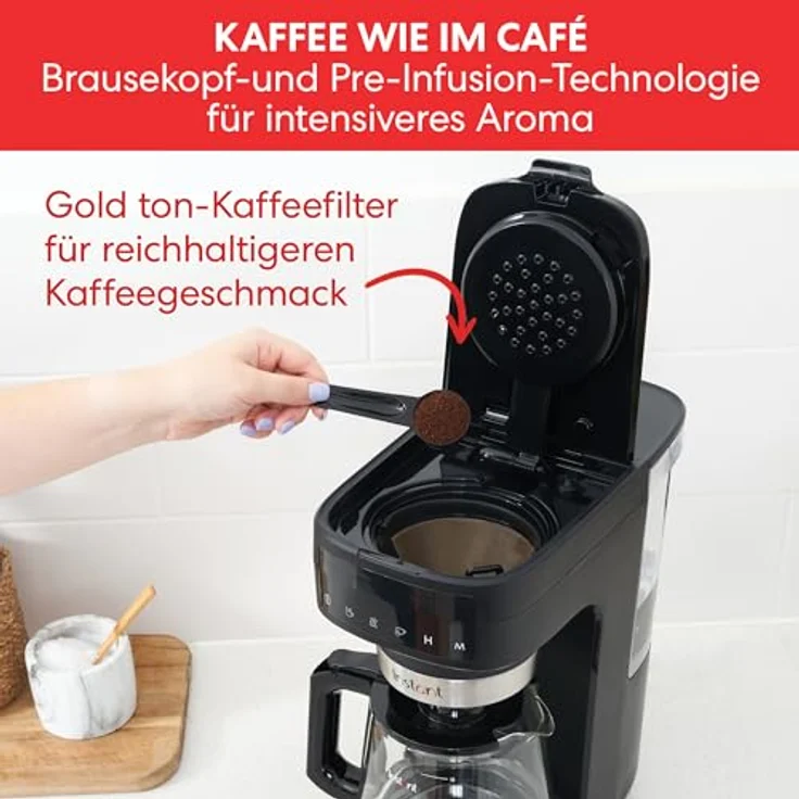Instant Kaffeemaschine Infusion Brew Plus Programmierbar 24h, 12 Tassen, einstellbare Temperatur und Intensität, wiederverwendbarer Filter, Digitalanzeige, Wasserfilter, Glaskaraffe, Warmhalten – Bild 2