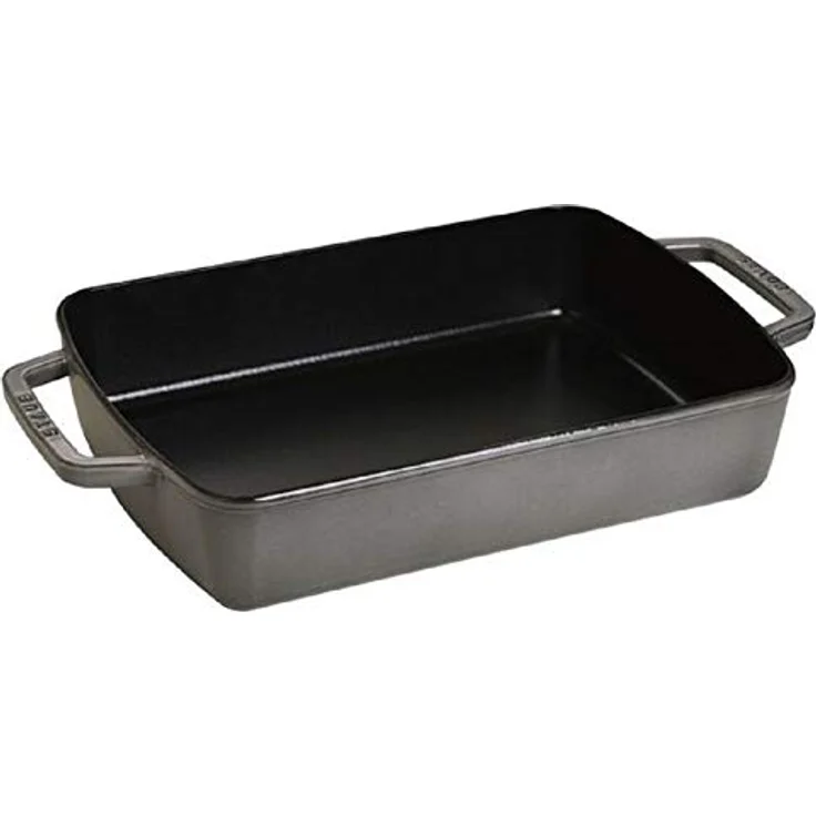 Staub Auflaufform (30 x 20 cm, 3,15 L mit mattschwarzer lierung im Inneren der Auflaufform) grafitgrau – Bild 2