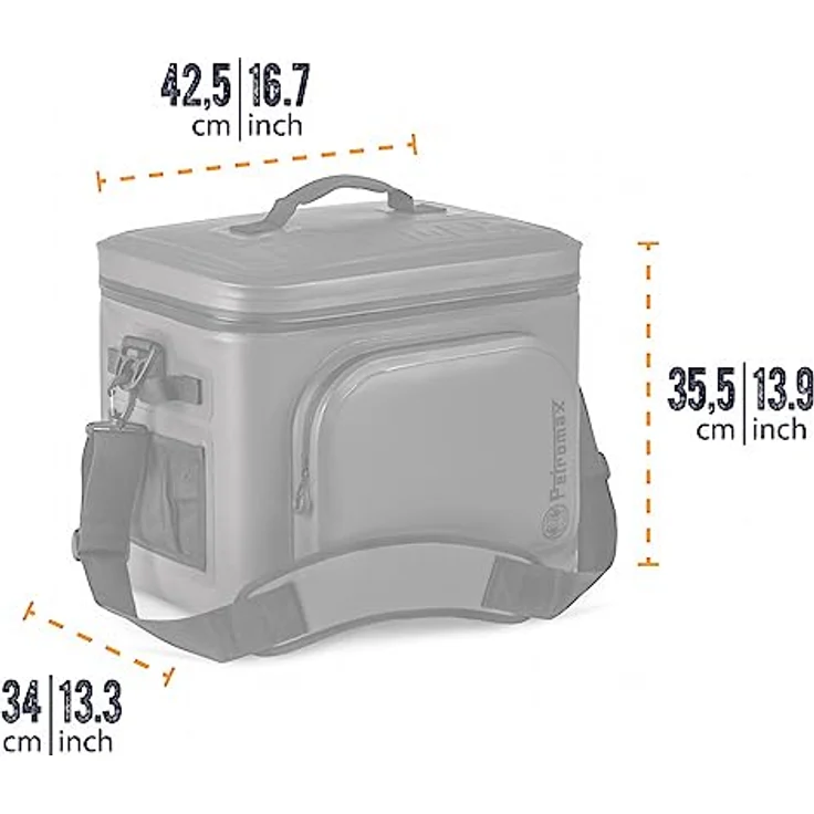 Petromax Kühlbox (22 l), graue Kühltasche mit wasserabweisendem Nylon-Gewebe, für bis zu 4 Tage Kühlung ohne Strom – Bild 4