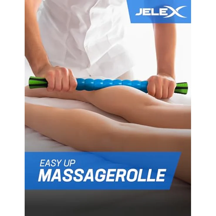 JELEX Massageroller Easy Up, Massagerolle mit 9 rotierenden Massagebällen zur Selbstmassage, 45 cm, rot – Bild 2
