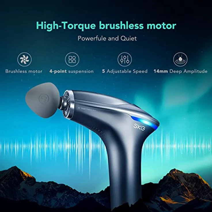SKG MASSAGE GUN X7-E Gray, Massagegerät mit 5 Speed Transmissions und High Torque brushless Motor – Bild 5