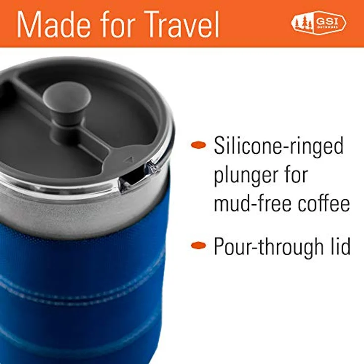 GSI Outdoors Javapress 30oz French Press, BPA-frei, bruchsicher, blaue Isolierung – Bild 5
