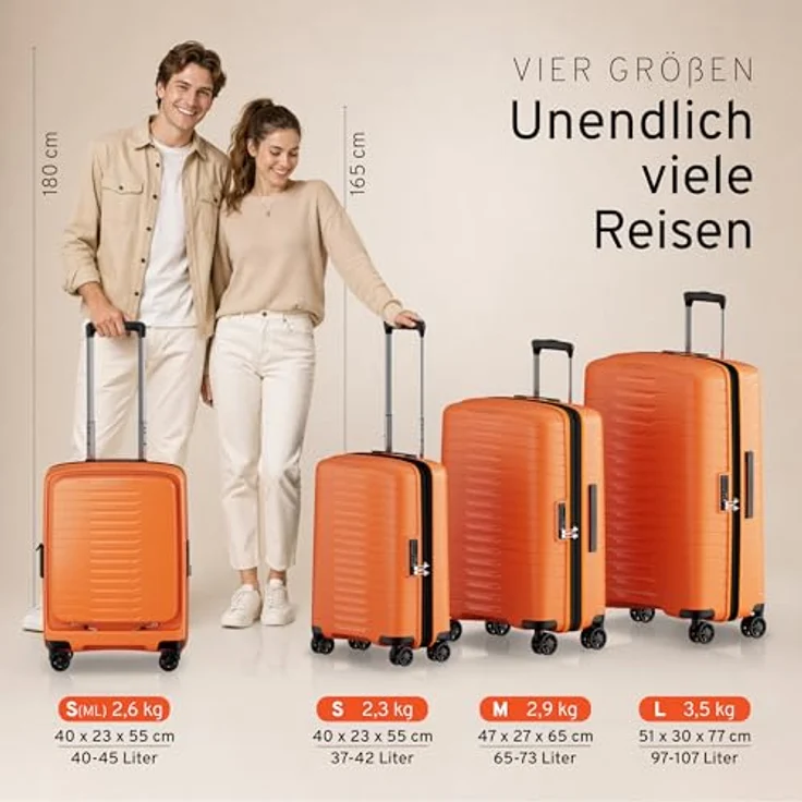Stratic Novium 4 Rollen Kabinentrolley S 55 cm mit Laptopfach und Dehnfalte, orange – Bild 7