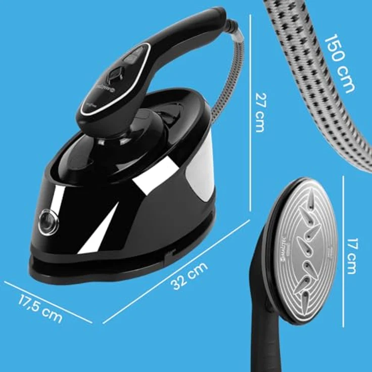 MalTec Dampfbügelstation SteamCare2500W, Dampfbügeleisen Vorheizen 40s, Drehung 90° Dampfreiniger, 35g/min Dampfaustritt - Weiß – Bild 2