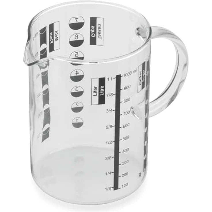 WMF Gourmet Messbecher, 1,0 l, hitzebeständiges Glas, Skalierung für Liter, Milliliter, Tassen und Gramm – Bild 6