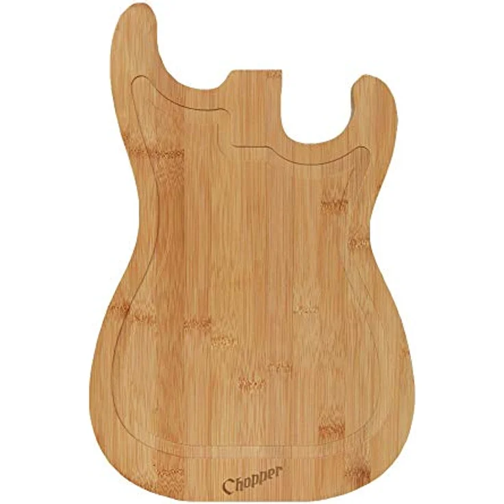 mikamax - Schneidebrett für Gitarre aus Bambus – Guitar Cutting Board Bamboo – 25 x 1,5 x 38 cm – Küchenblock – Bild 1