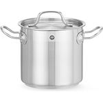 HENDI Kochtopf, Hoch, mit Deckel, Satiniert mit hochglanzpoliertem, verstärktem Rand, mehrfach punktgeschweißte Griffe, Gasherd, Induktionsherd, Elektroherd, 95L, ø500x(H)500mm, Edelstahl 18/10