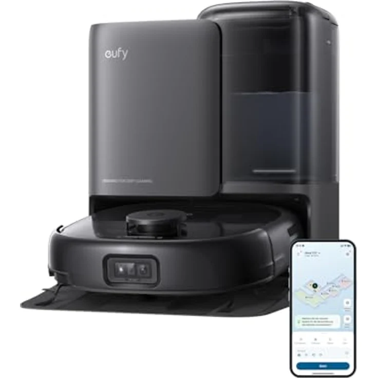 eufy Omni E25 HydroJet Saugroboter, 20.000Pa Turbo-Saugkraft, Wischfunktion, DuroSpiral Entwirrbürsten, CornerRover Arm, All-in-One-Station, für Tiere & Kinder – Bild 1