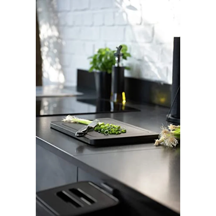 Schneidebrett Kombi Schwarz 33 x 23 cm, mit Griff und Saftrille – Bild 7