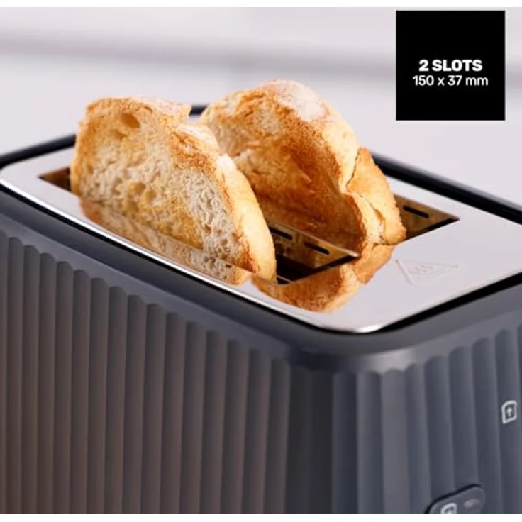 Taurus Toaster Jonic Toast 1150W, 7 Bräunungsstufen, 3 Funktionen, 2 Schlitze, Selbstzentrierung, Extra-Hebefunktion, Krümelschublade, Schwarz – Bild 5