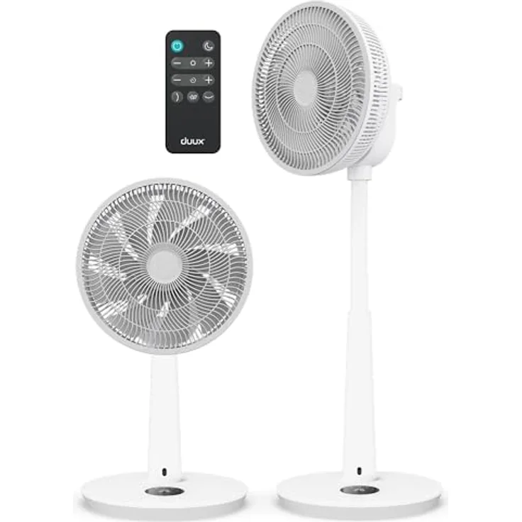 Duux Whisper 3 Standventilator, energiesparend mit 26 Geschwindigkeiten, Timer & Nachtmodus, höhenverstellbar (73–95 cm), horizontale & vertikale Oszillation, weiß