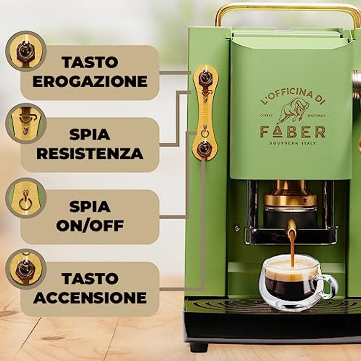 Faber Coffee Machines Pro Deluxe Espressomaschine ESE 44 mm, einfache Reinigung, Tassenwärmer, schnelles Aufheizen, Metallgehäuse – Bild 2