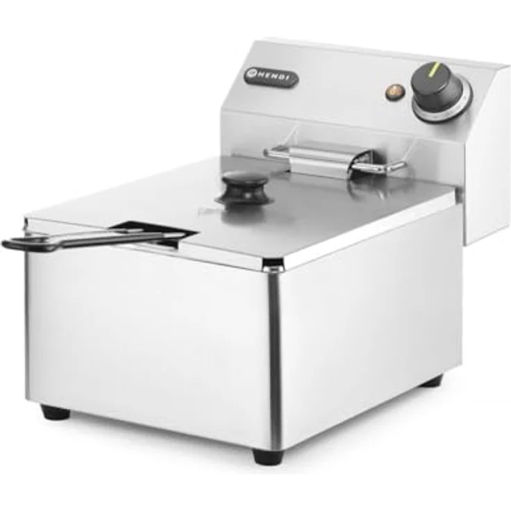 HENDI Fritteuse, einstellbar bis 190°C, Kaltzone, mit Frittierkorb und Deckel, Entnehmbar Becken, Sicherheitsthermometer, 6L, 230V, 3300W, 265x430xH290mm, Edelstahl – Bild 3
