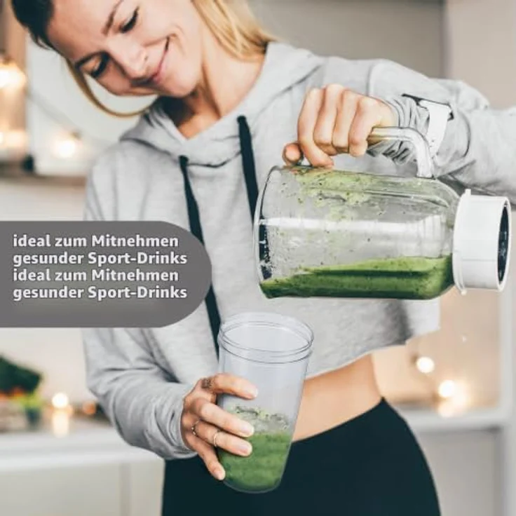 Westmark 2 Mix- und Schüttelbecher/Shaker mit herausnehmbarer Mixscheibe, 0,5 l und 0,25 l, BPA-frei, Transparent/Mint-Grün, 309022E6 – Bild 5