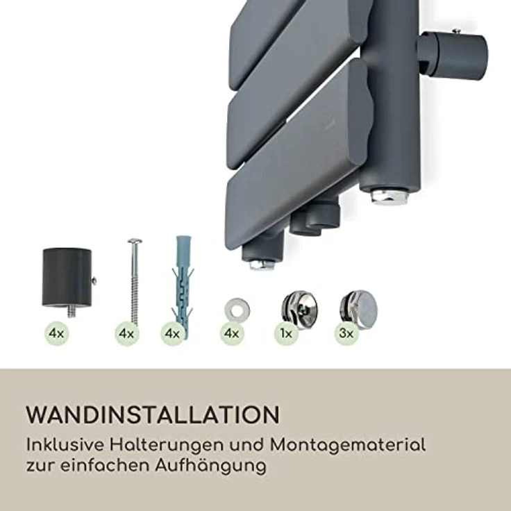 Blumfeldt Badheizkörper, Flacher Wand-Röhrenheizkörper, 355 W Vertikal mit Thermostat, energiesparend für Badezimmer & Wohnzimmer – Bild 4