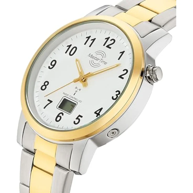 Master Time MTGA-10956-12M, Funk Quarz Herren Uhr mit digitalem Datum, Edelstahlarmband, wasserdicht bis 3 Bar, Leuchtzeiger – Bild 2