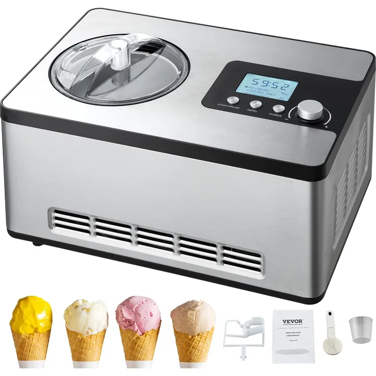 VEVOR Eismaschine 2 L, 180 W Frozen Joghurtbereiter Speiseeismaschine 3 Modi Haushalt, mit leistungsstarkem Kompressor