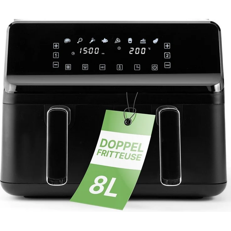 CLATRONIC Heißluftfritteuse FR 3804 H, 8,0L, 2 getrennte Behälter, 8 Programme - Cool Touch-Griffe, Antihaftbeschichtung – Bild 1