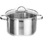 Silit Achat Kochtopf groß 24cm, Glasdeckel, Fleischtopf Induktion 5,6l, Edelstahl teilmattiert, unbeschichtet, backofengeeignet