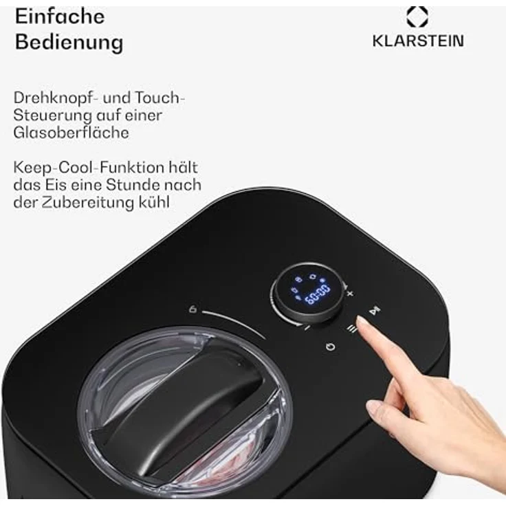 Klarstein FrostFusion Eismaschine mit Kompressor, 1L Edelstahlbehälter, 3 Modi für Eis, Slushie & Joghurt, Selbstkühlend, Touch & Drehregler, LED-Display, Timer – Bild 6