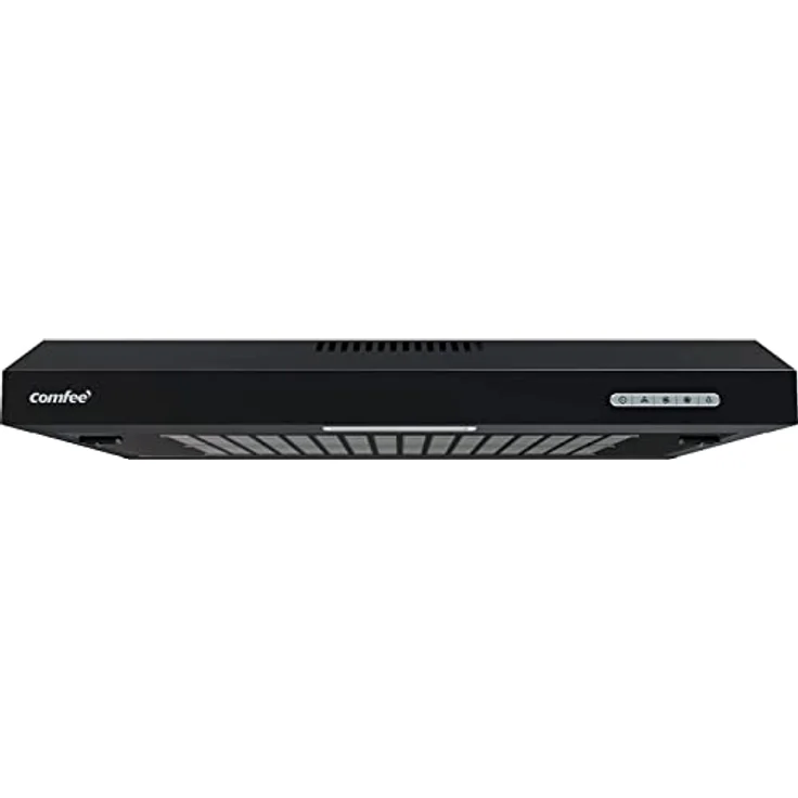 COMFEE' CHU 3.6F17BB 60cm Unterbauhauben Dunstabzugshaube Unterbau mit Edelstahl, abnehmbarem Aluminiumfilter, 200m³/h Luftstrom, 2 Stufen, 1 LED-Licht, Schwarz – Bild 1