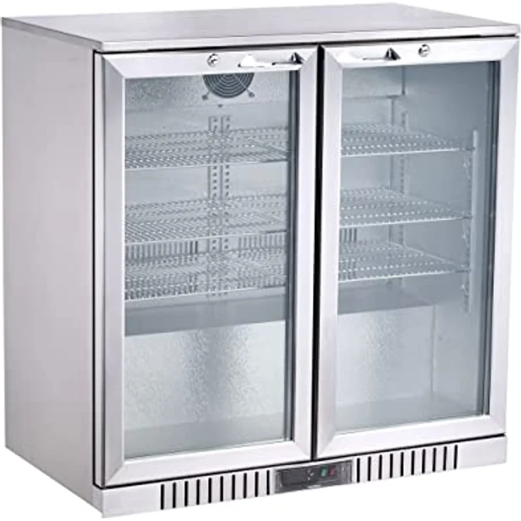 METRO Professional GBC3002S Glastür-Kühlschrank, 198 L, Edelstahl/Aluminium/Hartglas, 6 verstellbare Einlegeböden, automatische Abtauung, LED Beleuchtung, silber, EEK: D – Bild 1