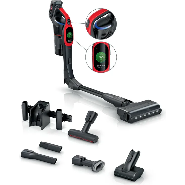 Bosch BCS1041PET Stabstaubsauger, Akku, HEPA beutellos, 23,5 W, schwarz-rot, 4 Ah