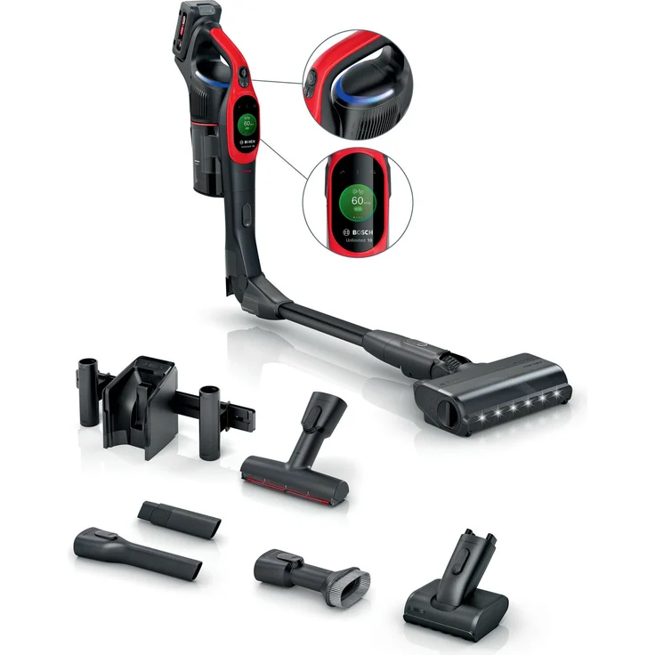 Bosch BCS1041PET Stabstaubsauger, Akku, HEPA beutellos, 23,5 W, schwarz-rot, 4 Ah – Bild 1
