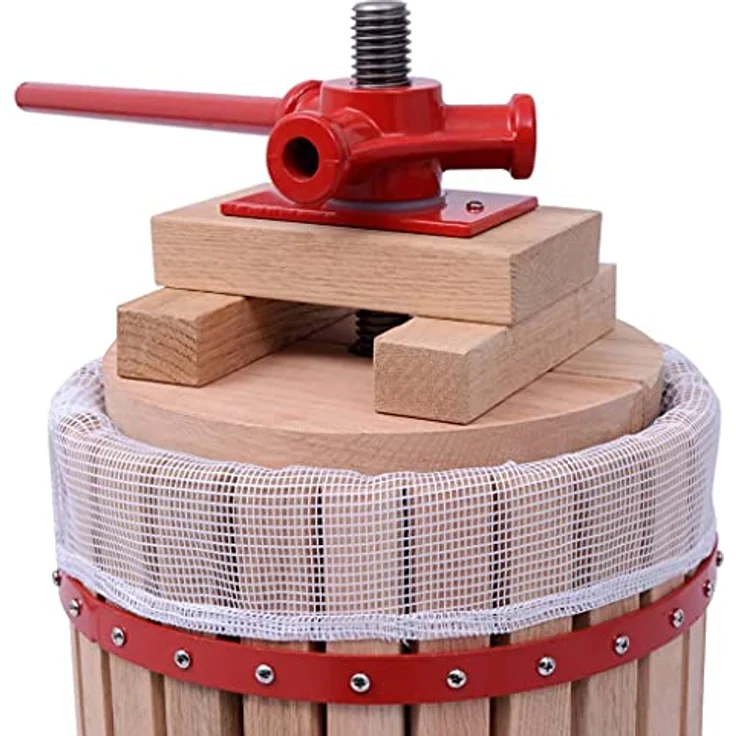 vidaXL Obstpresse 18 L, Holz-Obst- und Weinpressanlage mit Gusseisen-Spindel und Stahlbodenplatte – Bild 3