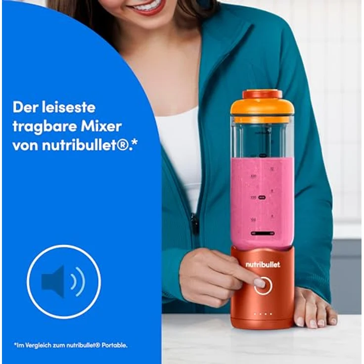 nutribullet Smoothie-Maker NB Flex Portable NBP013OR, elektrischer Standmixer mit 0,59 l Becher, orange, Edelstahl-Mixklinge, USB-C Ladefunktion – Bild 8