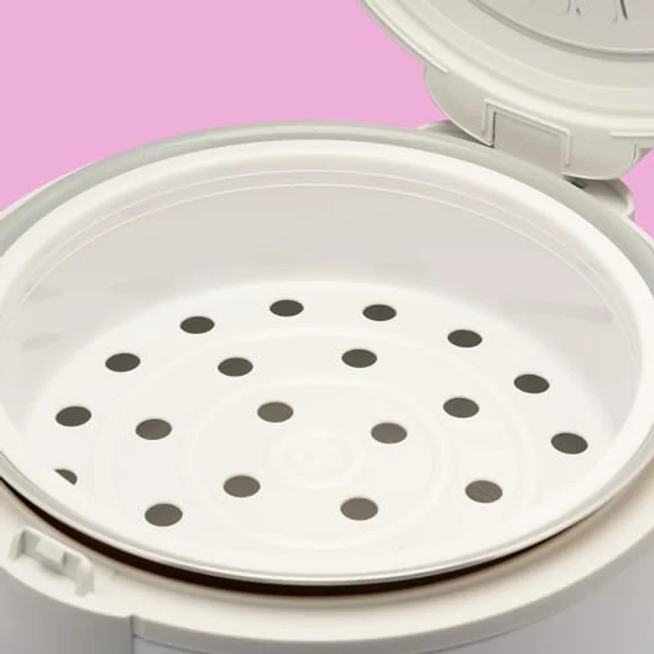 Reishunger Basis Reiskocher, 500 Watt, 1,2l, mit Keramikinnentopf, weiß, lila – Bild 5