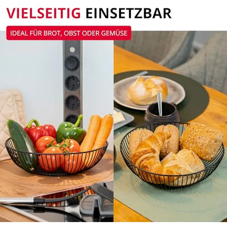 Westmark Drahtkorb Lumos Groß – Moderner Metallkorb für Obst, Gemüse, Brot & Brötchen – Schwarz, 28 cm, ideal für stilvolle Kücheneinrichtungen – Bild 3