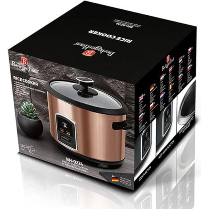Berlinger Haus Reiskocher BH-9274, 1.8L 700W, Edelstahl Rose Gold mit Antihaft-Innentopf und Glasdeckel – Bild 4