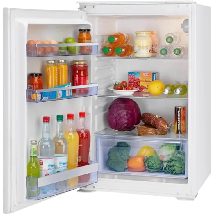 Oranier Einbau Kühlschrank 88 cm - kleiner halbhoher Vollraumkühler - 129 Liter Gesamtvolumen - Schlepptürtechnik Türanschlag wechselbar EKS208