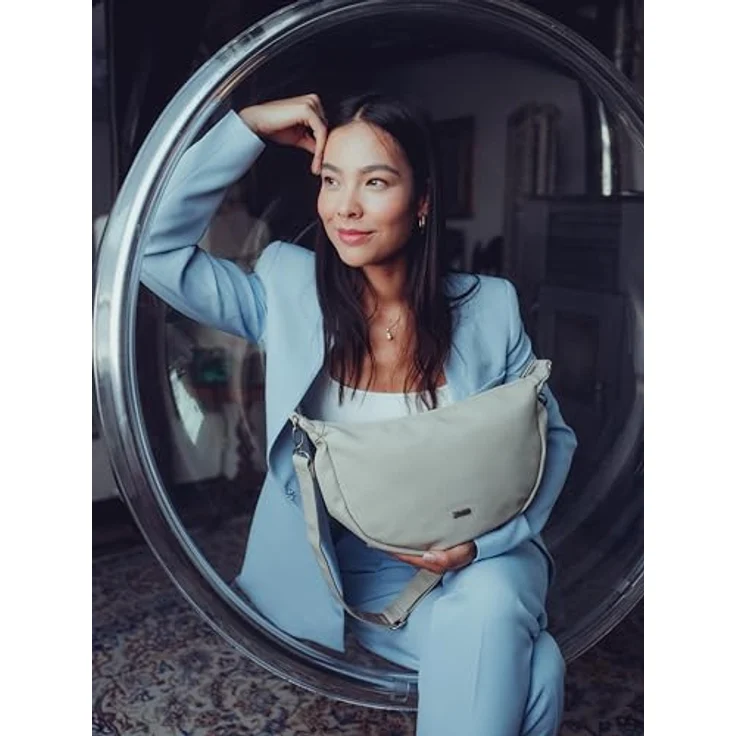 Zwei Mademoiselle.M M70 Half-Moon Bag, Umhängetasche in Nubuk-Linen, 4L Volumen, wasserabweisend, 31x20x10 cm, verstellbarer Schulterriemen – Bild 8