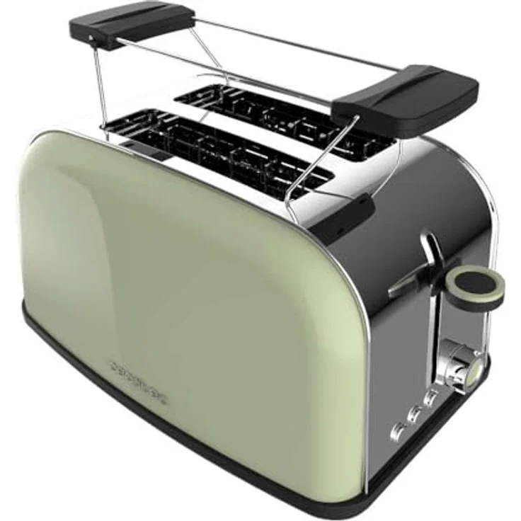 Cecotec Vertikaler Toaster Toastin' time 850 Green, 850W, doppelter breiter Schlitz, Edelstahl, 7 Röststufen, Pop-up-Funktion, automatische Abschaltung, Krümelablage – Bild 2