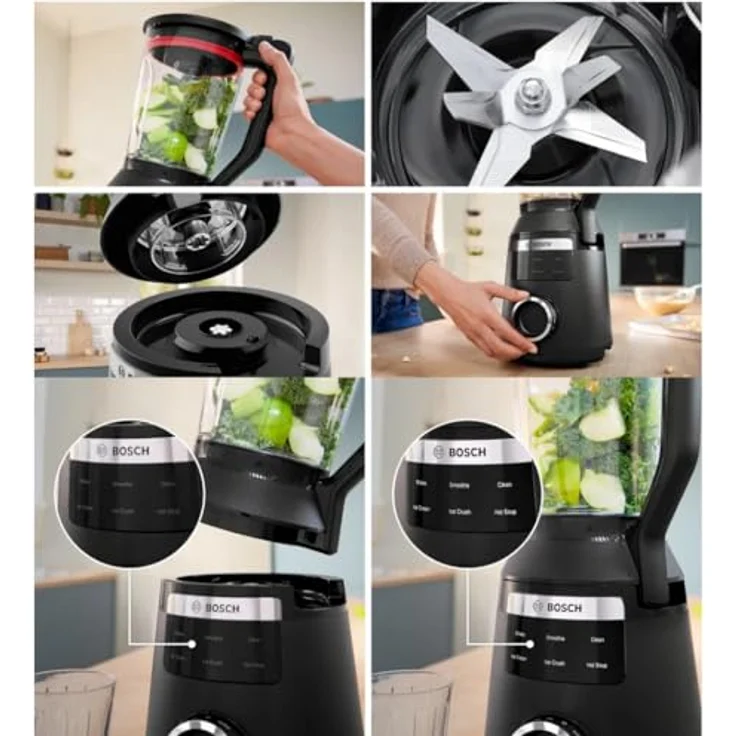 Bosch Hausgeräte MMB6654B Standmixer, 1800 Watt, 2 Liter, Schwarz, ProSpeed 6-Klingen-Technologie, 6 automatische Programme – Bild 6