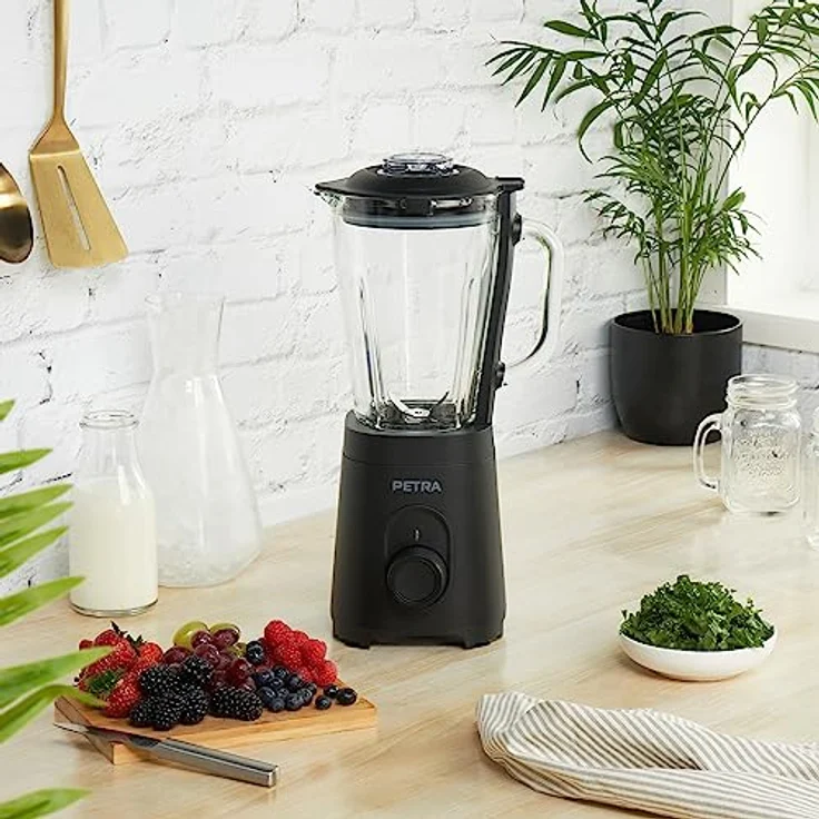 Petra PT5531MBLKVDE Glas Standmixer - BPA Frei 1.5L Krug-Mixer, 600W Smoothie Maker, Edelstahlklinge – Bild 3