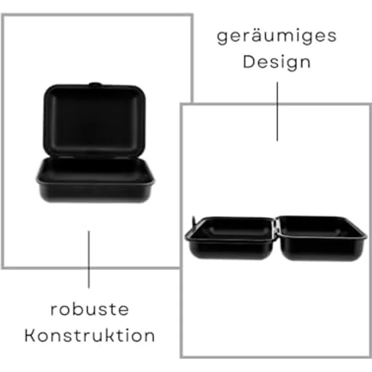 COFI Brotdosen 3er-Set, Lunchbox/Frühstücksbox, BPA-frei, spülmaschinenfest, stapelbar, 1600 ml, Schwarz-Grau – Bild 4