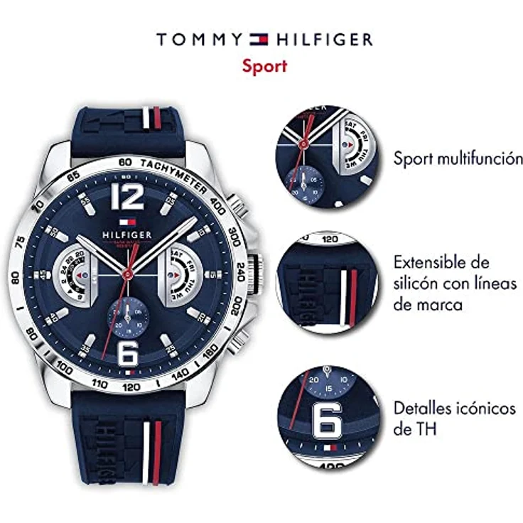 Tommy Hilfiger Multi Zifferblatt Quarz Uhr für Herren mit Marinblaues Silikonarmband - 1791476 – Bild 2