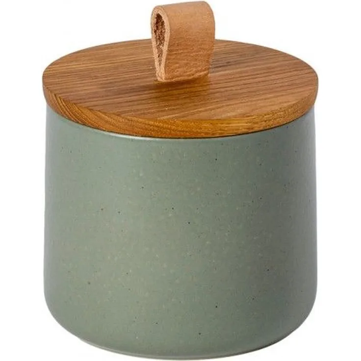 Casafina Pacifica Vorratsdose mit Holzdeckel, mikrowellengeeignet, grau grün/artischocke, D 12,5cm, H 10,5cm, 0,7 L