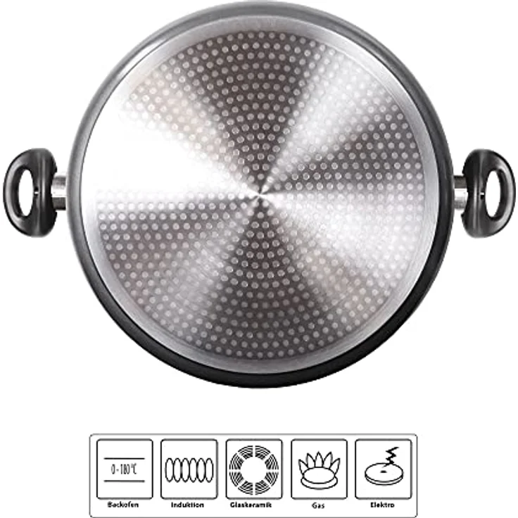 Stoneline XXXL Kochtopf 32 cm, mit Deckel, Induktion, Aluguss, beschichtet mit echten Steinpartikeln, grau, beschichteter Kochtopf groß, 32cm Durchmesser, antihaftbeschichtet – Bild 2