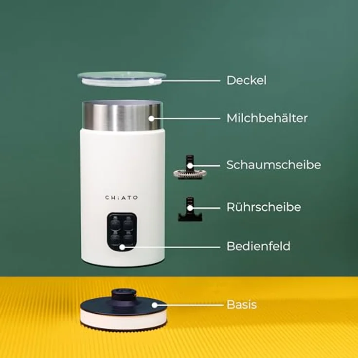 CHiATO milkPLAY Milchaufschäumer, elektrischer Milchaufschäumer mit 3 Schaumarten und 240 ml Kapazität – Bild 6
