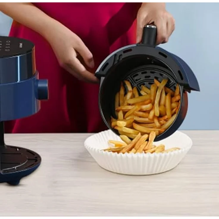 INF Air Fryer Einwegpapier, 100 Stück Weiß, gebrauchsfertige Pergamentbögen für 3–6 l Heißluftfritteuse mit erhöhtem Rand – Bild 6