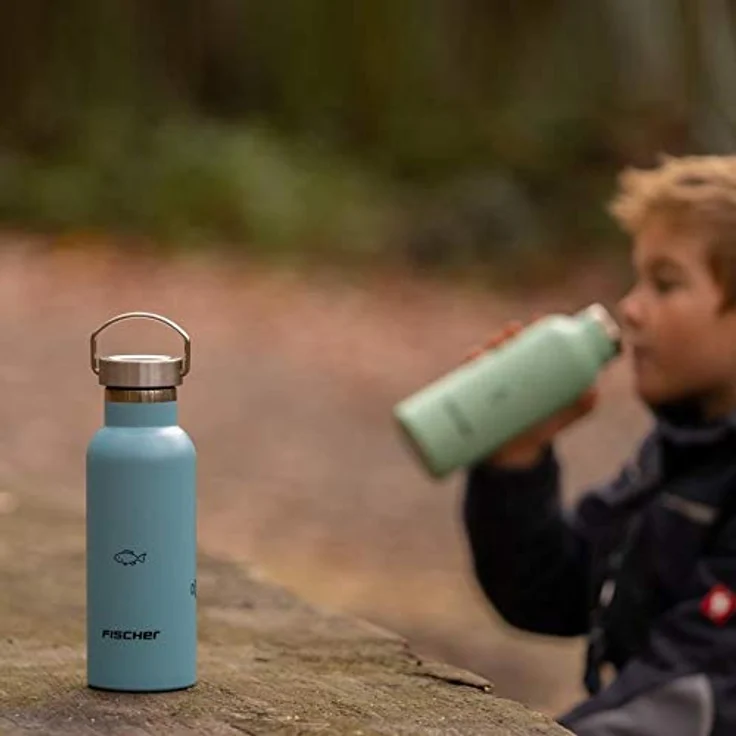 FISCHER Fahrrad-Trinkflasche Boy, Edelstahl, blau – Bild 6