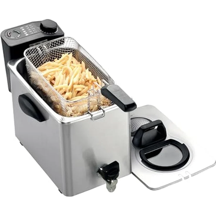 RGV Fritteuse Type 4-N edelstahl, 4 Liter Fassungsvermögen, mit Ablaufhahn, 2500 Watt – Bild 3