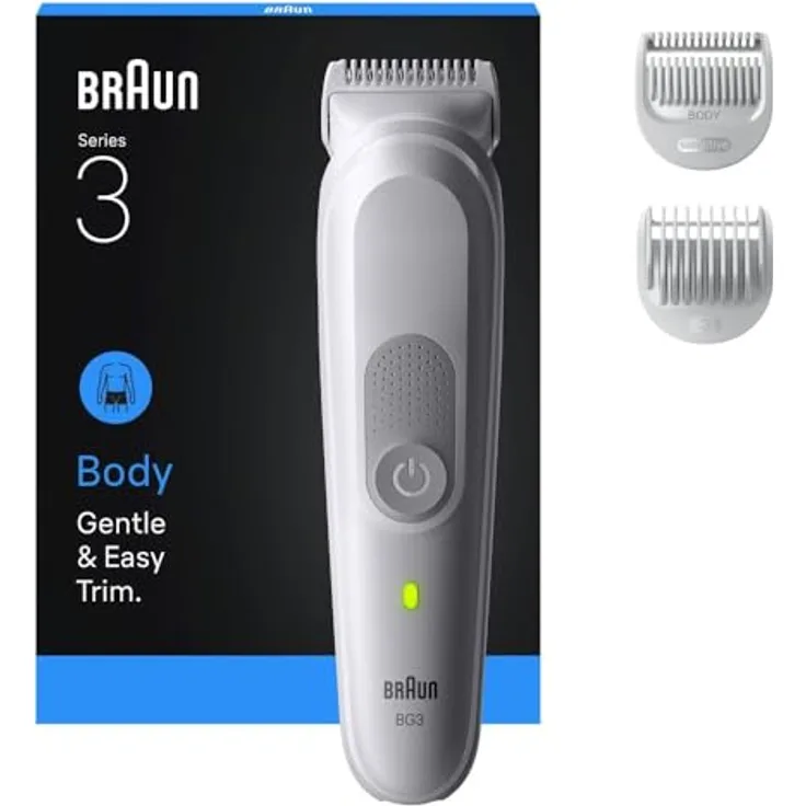 Braun Bodygroomer BG3530, Extra Hautschutz, 80 Min Akkulaufzeit, wasserdicht, hellgrau